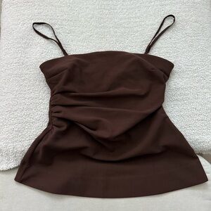 abercrombie and fitch ruched corset tube top in brown